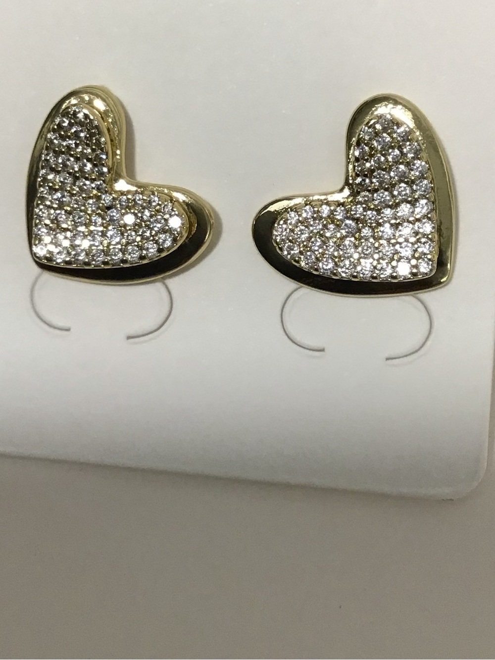Gold Heart Crystal Stud Earrings - Women's Jewelry